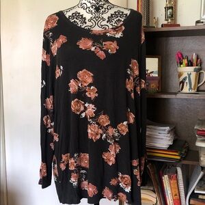 Maurices Black and Brown Floral Blouse
